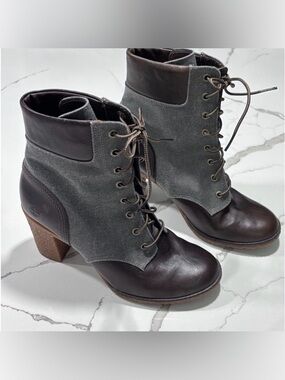Timberland | Glancy Women’s Leather Block Heel Laces Boot Size 10